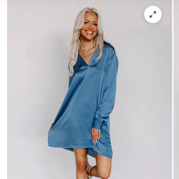 Impressions Blue Shift Dress - Picture 3 of 3